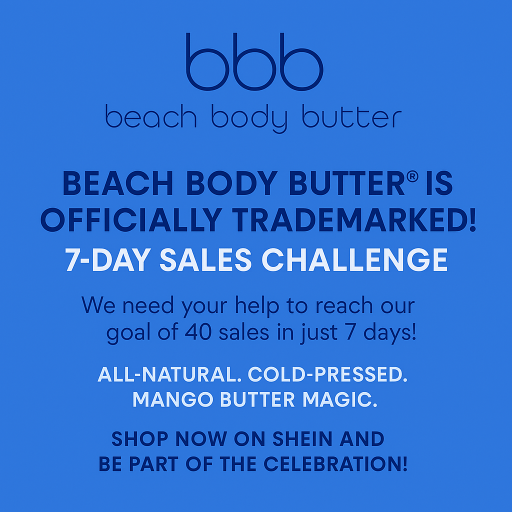 bbb beach body butter trademark registered 7 day challenge.
